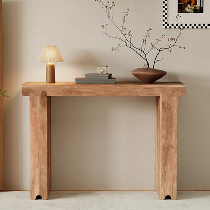Merax Farmhouse Mango Wood Entryway Table, Minimalist Narrow Console Tables for Hallway, Living Room, Foyer, Easy Assemble, Honey - color: Honey