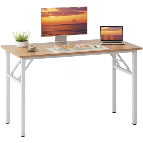 Need Office Computer Desk - 47.2L Sturdy and Heavy Duty Folding Laptop Table,Writing Table/Home Office Desk/Sewing Table,No Assembly Required,Pink Oak&White AC5AW (120 * 60) - color: Pink Oak & White Frame, size: 47inch