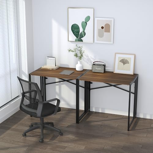 Lutown-Teen Folding Computer Desk 32 inch Writing Gaming Computer Camping Table, No Assembly Required Home Office Desk, Espresso - color: Espresso, size: 32 Inch