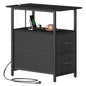 Somdot End Table with Charging Station, Narrow Side Table with 2 Fabric Drawers, Skinny Nightstand with Storage, Small Slim Bedside Table for Living Room, Sofa, Bedroom, Couch, Black - color: Black