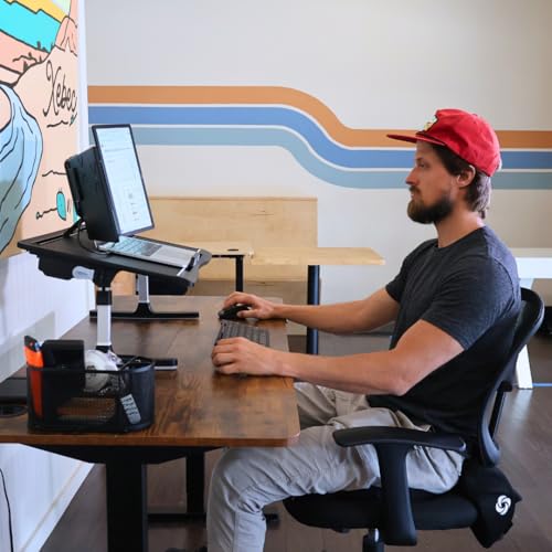 Xebec Air Desk Adjustable Laptop Lap Desk with Height & Tilt | Portable Standing Desk Converter | Foldable Bed Table with Storage Drawers & No-Slip Surface for Home Office Work