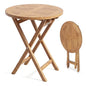 Tangkula 24-Inch Teak Wood Folding Outdoor Table, Round Patio Table with Sturdy X-Frame, Space Saving Outside Bistro Table for Deck, Porch, Poolside, Balcony & Garden - size: 24"