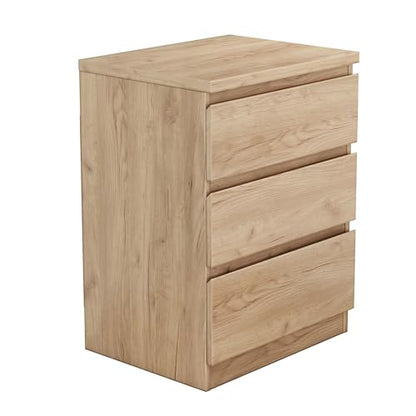 Nightstand with Drawers, Bedside Table with Drawers, Sofa Side Table Storage Cabinet, Night Stand for Bedroom Living Room (1, 3 Drawers Nature, 19.7" W×15.6" D×26.57" H) - color: 3 Drawers Nature
