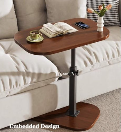 Side Table - C-Shaped End Table, Small Side Table for Couch, Sofa Bed Bathroom Study TV Tray C Shaped End Table Food Snack Trays for Eating (Adjustable) - style: Adjustable