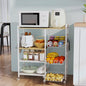 HapiRm Rolling Kitchen Microwave Cart - 4 Tier Microwave Table Stand with Pull-Out Baskets, Coffee Bar Baker's Rack with Wheels Rolling Storage Cart Organizer Shelf for Living Room Office, Balcony - color: White