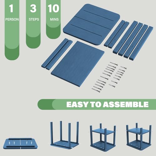 Patio Side Table, Small Rectangular HDPE Adirondack End Table for Outdoor Use in Pool, Garden, Lawn, Backyard,Navy - color: Navy