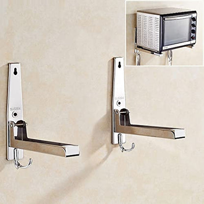 Hovico Stainless Steel Microwave Oven Rack,Retrackable Foldable Microwave Oven Wall Mounted Stand Holder Rack Bracket With Removable Hook - color: Style B