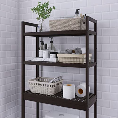SMIBUY Bathroom Storage Shelf, Bamboo Over-The-Toilet Organizer Rack, Freestanding Toilet Space Saver with 3-Tier Adjustable Shelves (Dark Brown) - color: Dark Brown