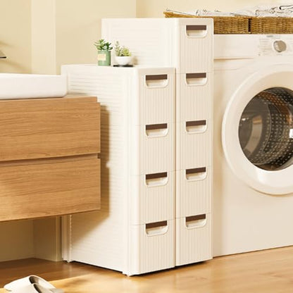 4 Drawers Slim Bathroom Storage Cabinet,Narrow Plastic Storage Cart,Rolling Dresser on Wheels for Living Room,Bathroom,Kitchen - size: 4 Drawers