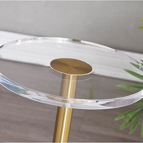 Small Clear Acrylic End Table, Marble Base Gold Leg Modern Nightstand | Acrylic Side Table with Marble Base & Gold Support Post, Accent Furniture for Drinks Snacks, Bedroom Living Room Office - color: Whtie