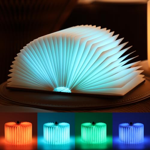 Unique Gifts for Book Lovers Women, 12 Colors Portable Book Lamp with Remote, Folding Book Light, Lovely Gift for Christmas, Birthday, Back to School & Bookshelf & Home Decor (Maple) - color: Maple