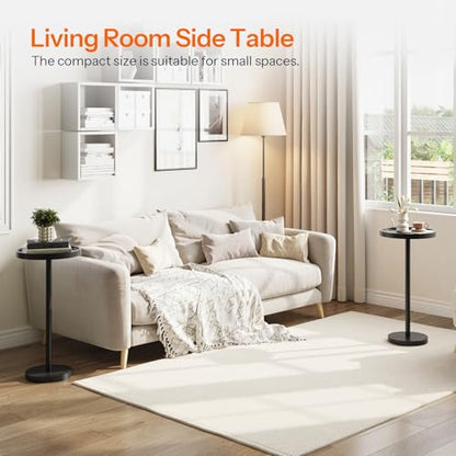 HOOBRO Small Round Side Table, Bamboo Drink Table, Coffee Martini Table with Pedestal Accent for Small Spaces in Living Room, Bedroom, Sofa Couch, Black BK235BZ01 - color: Black