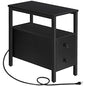 HOOBRO End Table with Charging Station, Narrow Side Table with 2 Drawer & USB Port & Power Outlets, Nightstand for Small Spaces, Stable and Sturdy, for Living Room, Bedroom, Black BK541BZ01 - color: Black