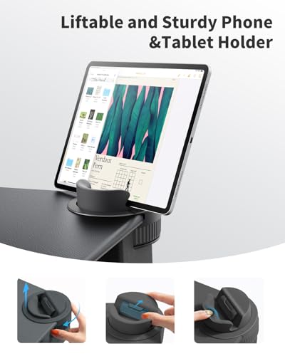 SAIJI Laptop Lap Desk with External Monitor Holder Fits Up to 17" Laptops | Lightweight Lap Tray Table Stand with Soft Leather Wrist Pad, Lap Desk with Cushion for Home Office Working/Gaming On Couch - color: Deep Black