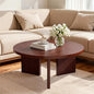 35" Wooden Round Coffee Table, Burgundy | Smooth Thick Coffee Table, Low Circle Center Table with X Shaped Stable Legs, Accent Tea Table for Living Room, Office - color: Burgundy, style: Coffee Table