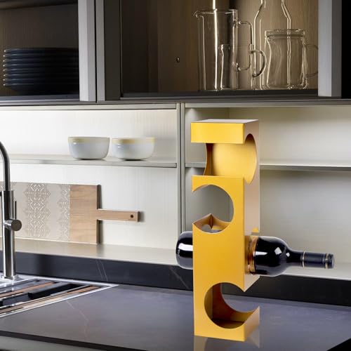 Wine Rack Countertop, Freestanding Creativity Modern Small Wine Holder, Tabletop Wine Stand for Kitchen Wine Bar Inside Cabinet, Pantry Decor-4 Bottle