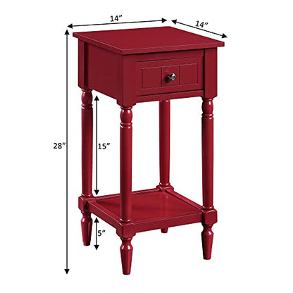 Convenience Concepts French Country Khloe 1 Drawer Accent End Table 14" - Traditional Farmhouse Side Table with Storage Drawer and Shelf for Living Room, Cranberry Red - color: Cranberry Red
