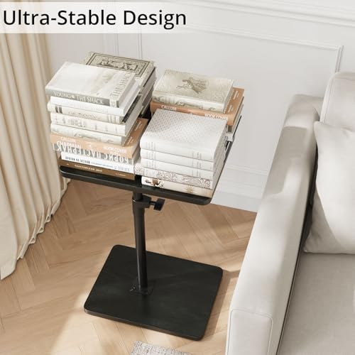 TV Trays for Eating on Couch - Height Adjustable C Shaped End Table with 360° Swivel, Slide Under Sofa Side Table for Small Spaces, Snack Table for Bed Chair Living Room Bedroom Laptop, Black - color: Black