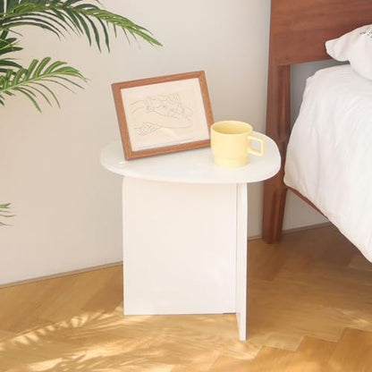 AWASEN White Side Table, Small Triangle End Table Living Room, White | Modern Accent Table with Unique Tabletop, Mini Bedside Table for Small Spaces - color: White