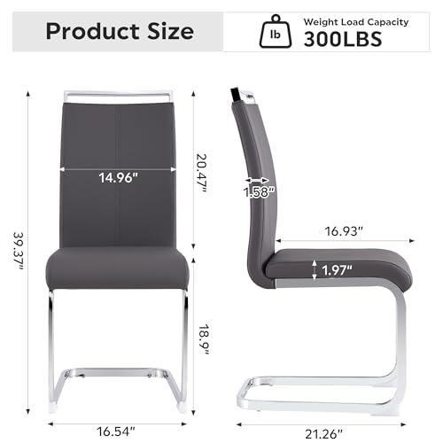 Baysitone Modern Dining Chairs Set of 2, Side & Kitchen Chairs with Faux Leather Padded Seat High Back, for Dining, Kitchen, Living Room - Grey - color: Grey, size: Set of 2