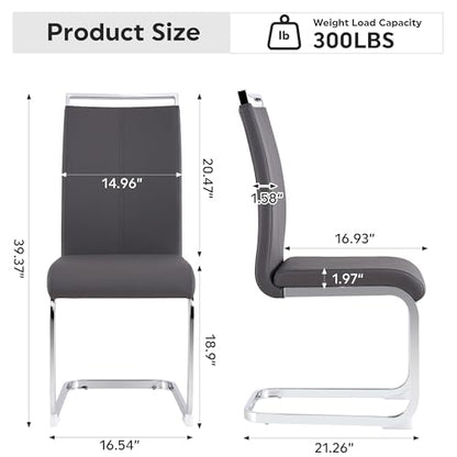 Baysitone Modern Dining Chairs Set of 2, Side & Kitchen Chairs with Faux Leather Padded Seat High Back, for Dining, Kitchen, Living Room - Grey - color: Grey, size: Set of 2