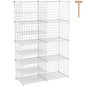 C&AHOME Wire Cube Storage Unit, Interlocking Metal Wire Organizer with Divider Design, Modular Cabinet with Plastic Panels, Bookshelf Stackable Closet Organizer with Small Hooks, White UWCSIM08W - color: White