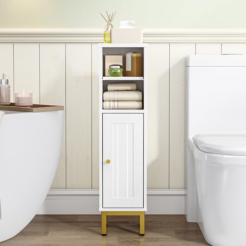 Hzuaneri Bathroom Storage Cabinet, Corner Floor Cabinet with Shelves | Customized Door Opening Direction, Bathroom Organizer with Adjustable Shelf,Bathroom Furniture for Kitchen,Living,White - color: White, size: 7.9"D x 7.9"W x 31.1"H