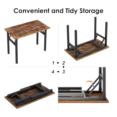 Need Office Computer Desk -35.8 L Sturdy and Heavy Duty Folding Laptop Table,Writing Table/Home Office Desk/Sewing Table, No Assembly Required, Rustic Brown & Black Frame - color: Rustic Brown & Black Frame, size: 35.8inch