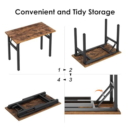 Need Office Computer Desk -35.8 L Sturdy and Heavy Duty Folding Laptop Table,Writing Table/Home Office Desk/Sewing Table, No Assembly Required, Rustic Brown & Black Frame - color: Rustic Brown & Black Frame, size: 35.8inch