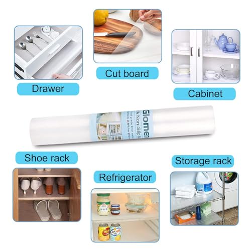 Shelf Liner, Non-Slip Cabinet Liner, Washable Oil-Proof for Kitchen Cabinet, Shelves, Refrigerator, Storage, Desks, 12 Inches x 20 FT, Non Adhesive Drawers - size: 12"W x 240"L