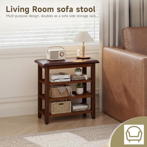 Shoe Bench with Leather Cushion,Rubberwood Bench with Shoe Rack | 3-Tier Shoe Storage Organizer for Entryway,Hallway,Living Room - size: 3-Tier-23.6"