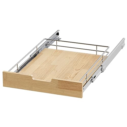 Sikarou Pull Out Cabinet Organizer 20"W x 21"D Wood and Wire Storage Shelf - size: 1-TIE 20*21 WM