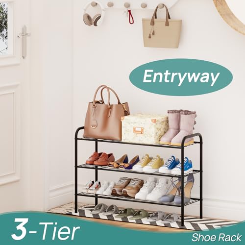viewcare Shoe Rack for Closet, 3-Tier Long Shoe Rack for Entryway & Garage, Sturdy Metal Construction, Shoe Organizer Holds 8-12 Pairs - size: 3-Tier(Long)