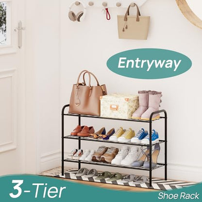 viewcare Shoe Rack for Closet, 3-Tier Long Shoe Rack for Entryway & Garage, Sturdy Metal Construction, Shoe Organizer Holds 8-12 Pairs - size: 3-Tier(Long)