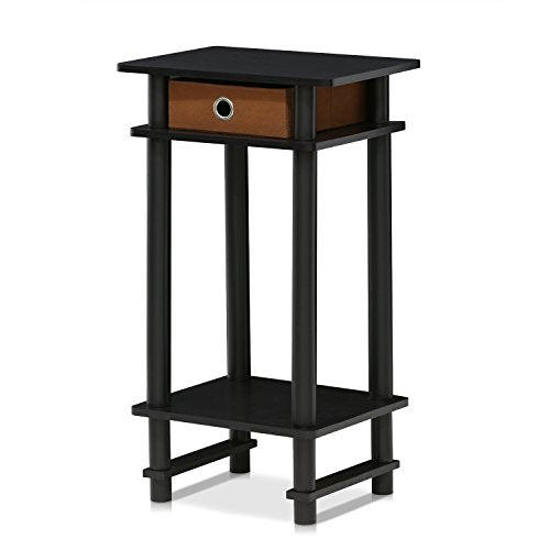 Furinno 17017 Turn-N-Tube End Table, 1-Pack, Espresso - color: Espresso/Black/Brown, size: 1-Pack