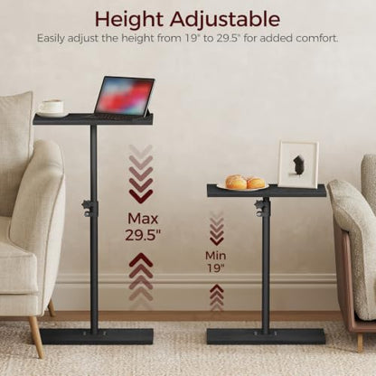 MAHANCRIS Narrow Side Table, Height Adjustable Sofa Table, Tall Couch Table | Small End Table for Small Spaces, Sturdy Wooded Nightstand, Easy Assembly, Multi-Functional, Living Room, Bedroom, Black - color: Black