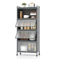 5-Tier Kitchen Storage Cabinet, Mobile Microwave Stand with Metal Frame, 4 Lockable Casters & Flip-up PC Doors, Freestanding Bakers Rack for Kitchen, Dining Room, Living Room (Grey) - color: Grey
