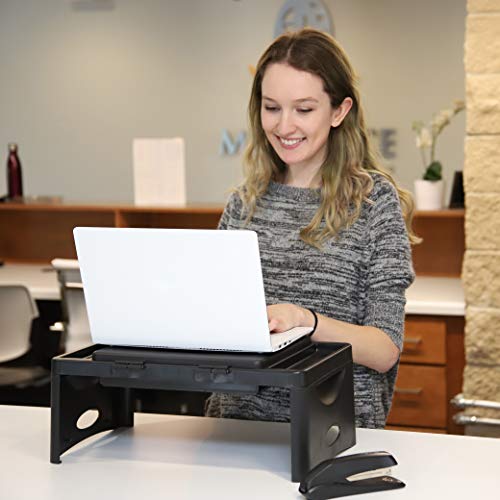 Loddie Doddie Lap Desk, Folding Desk, Bed Table, Black, 9.75"x12" | Built-In Storage with 2 Trays & Pocket, Bed Desk, Easy 2 lb Carry, Car Seat Tray for Travel, Portable Desk, Tucks Under Bed - color: Black