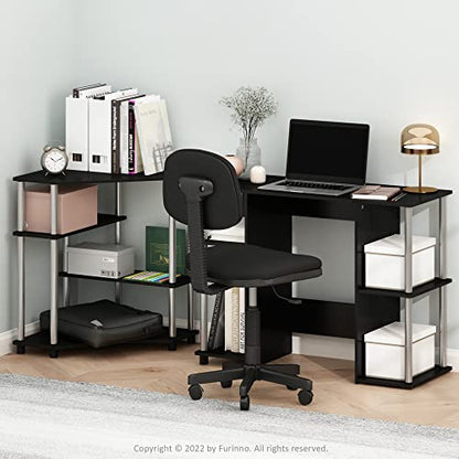 Furinno Jaya Computer Study Desk, Americano/Stainless Steel - color: Americano/Stainless Steel