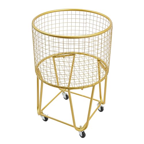 Wire Metal Deep Set Rolling Laundry Basket,Mesh Wire Laundry Basket Storage Cart for Bathroom Bedroom Dirty Clothes Storage (F) - size: F