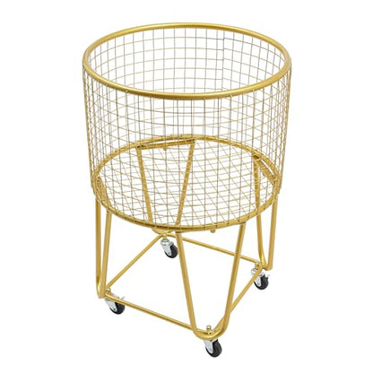 Wire Metal Deep Set Rolling Laundry Basket,Mesh Wire Laundry Basket Storage Cart for Bathroom Bedroom Dirty Clothes Storage (F) - size: F