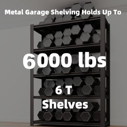 6-Tier 55" W x 24" D x 84" H Garage Shelving 6000LBS Storage Shelves Heavy Duty Metal Shelf Unit Adjustable Basement Industrial Storage Racks (6T-84 * 55 * 24) - size: 6T 55" W x 24" D x 84" H