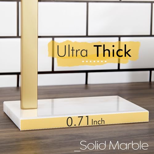 KOKOSIRI Hand Towel Rack Standing Towel Bar with Steady Marble Base for Bathroom Vanity Countertop, Brushed Gold Stainless Steel 15.7'' Height THS0006-BG - color: Brushed Gold, size: 1-Bar