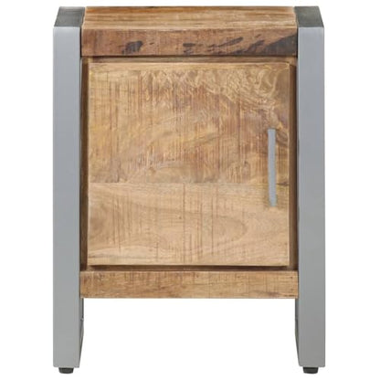 Gecheer Bedside Cabinet, Industrial Style Nightstand with Large Compartment, 15.7x11.8x19.7 Inches, Rough Mango Wood and Iron Frame for Bedroom
