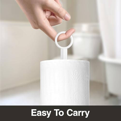 Toilet Paper Holder Stand(with Reserve Function), Free-Standing Spare Rolls Storage Holder, Stainless Steel, White - color: White