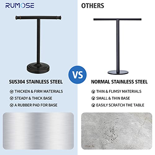 RUMOSE 13 Inch Oil Rubbed Bronze Towel Stand Hand Towel Holder Bathroom Kitchen Vanity Countertop T-Shape Towel Rack Free Standing Stainless Steel Towel Bar Towel Ring - color: Oil Rubbed Bronze
