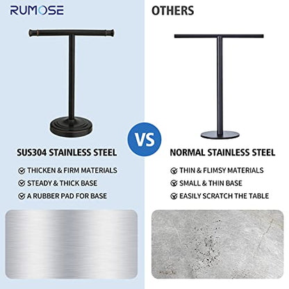RUMOSE 13 Inch Oil Rubbed Bronze Towel Stand Hand Towel Holder Bathroom Kitchen Vanity Countertop T-Shape Towel Rack Free Standing Stainless Steel Towel Bar Towel Ring - color: Oil Rubbed Bronze