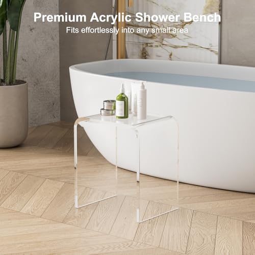 U-Shape Acrylic Side Table,16" L x 12" W x 18" H x 3/5" Thick Clear End Table,Transparent Nightstand and Stool with Waterfall Edges,Modern Lucite Side Table for Living Room - size: 16" D x 12" W x 18" H U-Shape