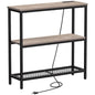 Snughome Console Table with Power Outlets, Entryway Table with Storage, Narrow Sofa Table with 3 Tier Shelves, 2 USB Ports, 2 Power Outlets, Hallway Table for Couch, Living Room, Entrance, Grey - color: Grey