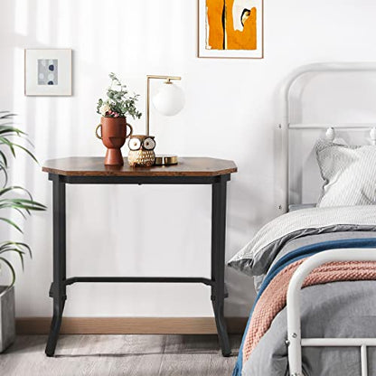 GOFLAME Narrow Side Table, Industrial Slim End Table with Rustic Tabletop & Steel Frame, Compact Bedside Table, Wood Accent Sofa Side Table for Living Room, Bedroom & Entryway, Rustic Brown